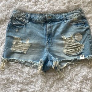 *New* Denim high rise distressed shorts